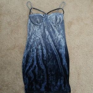 Crushed velvet blue ombre dress